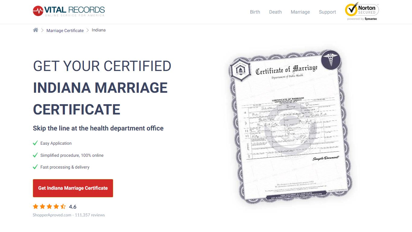 Get Your Certified Indiana Marriage Certificate - Vital Records Online