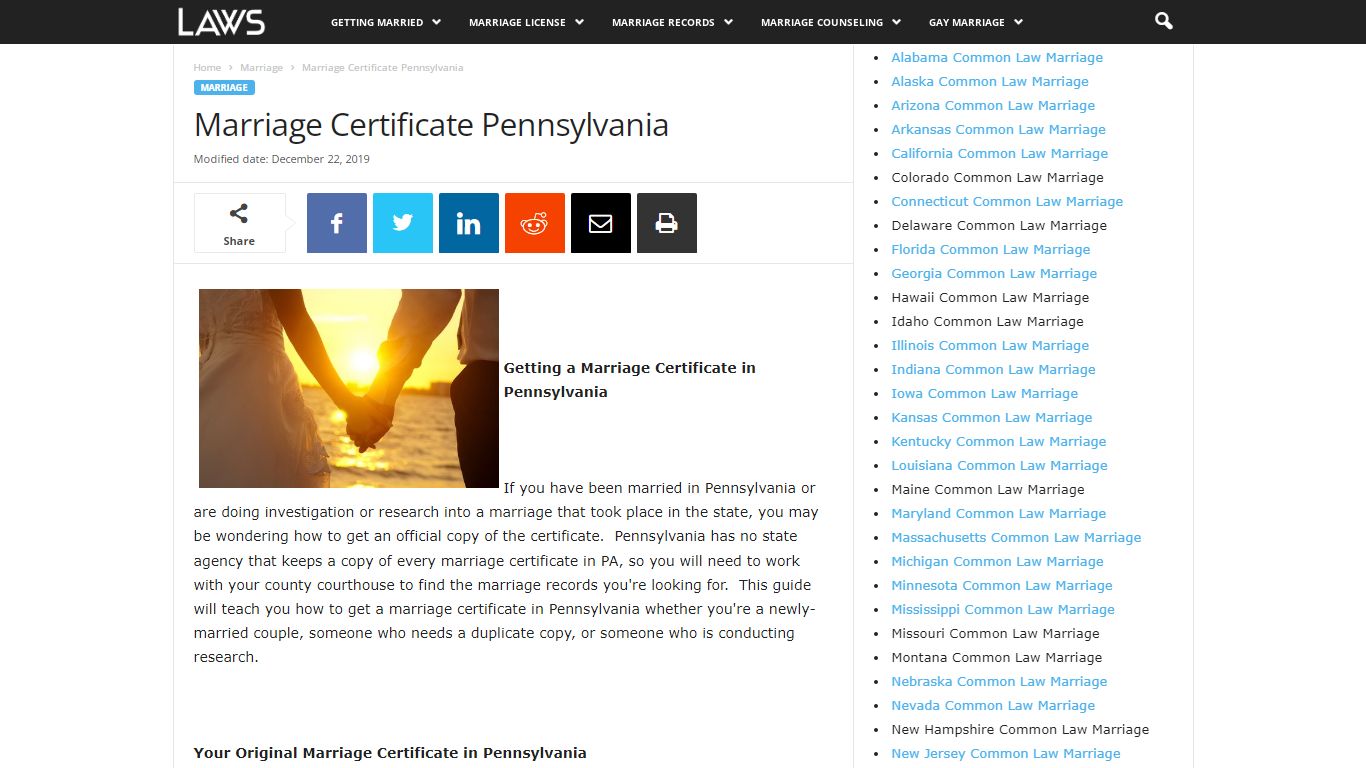 Marriage Certificate Pennsylvania - Marriage - LAWS.com